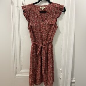 Monteau Pink Floral Midi Dress